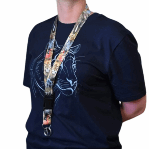 Tour de cou animaux avec porte clés et fermoir de sécurité